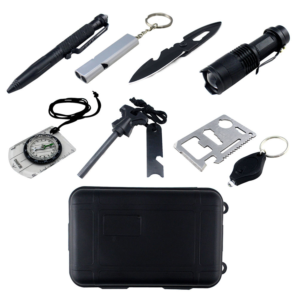 Kit multifunctional 10 in 1, pentru drumetii, vanatoare, pescuit, camping