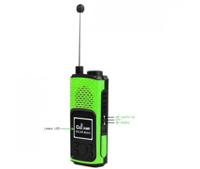 Radio portabil cu lanterna, alimentare duala solar si retea