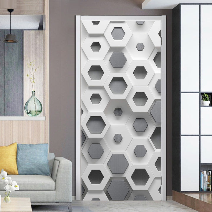 Set 2 x Autocolant decorativ pentru usa - 77 x 220 cm, Grey Comb