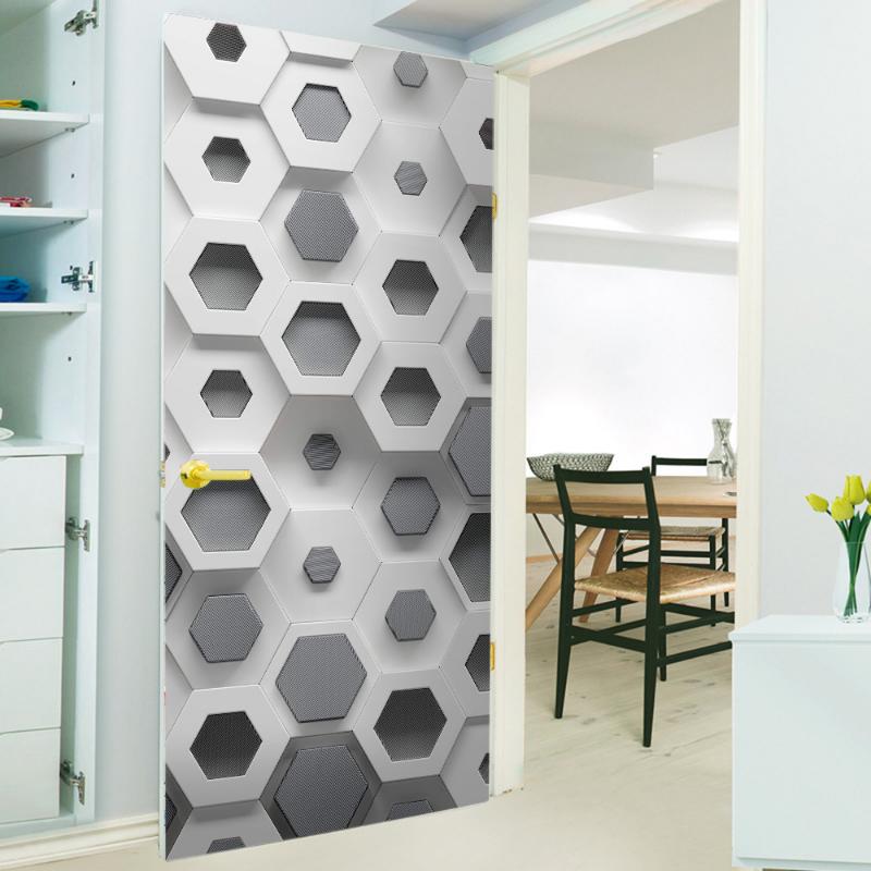 Set 2 x Autocolant decorativ pentru usa - 77 x 220 cm, Grey Comb