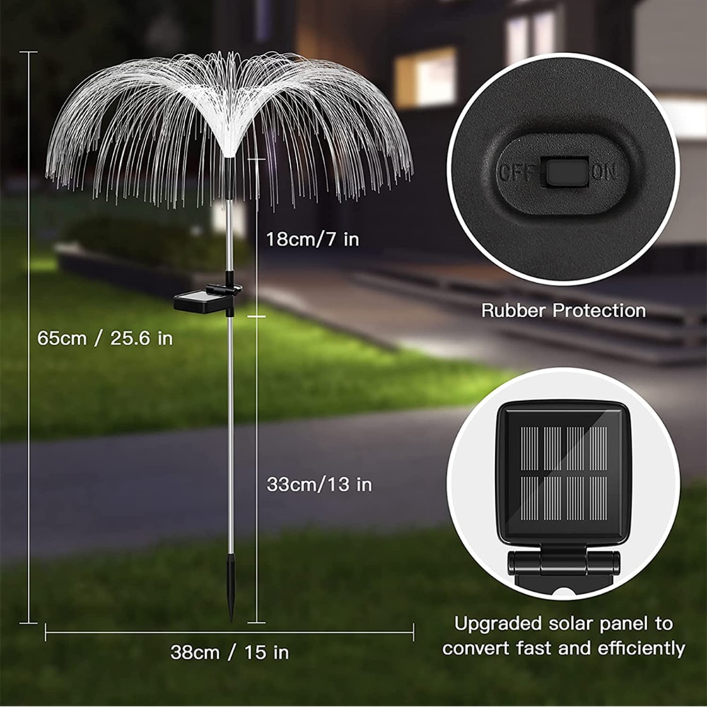 Set 2 x Lampa solara tip meduza, fibra optica LED RGB