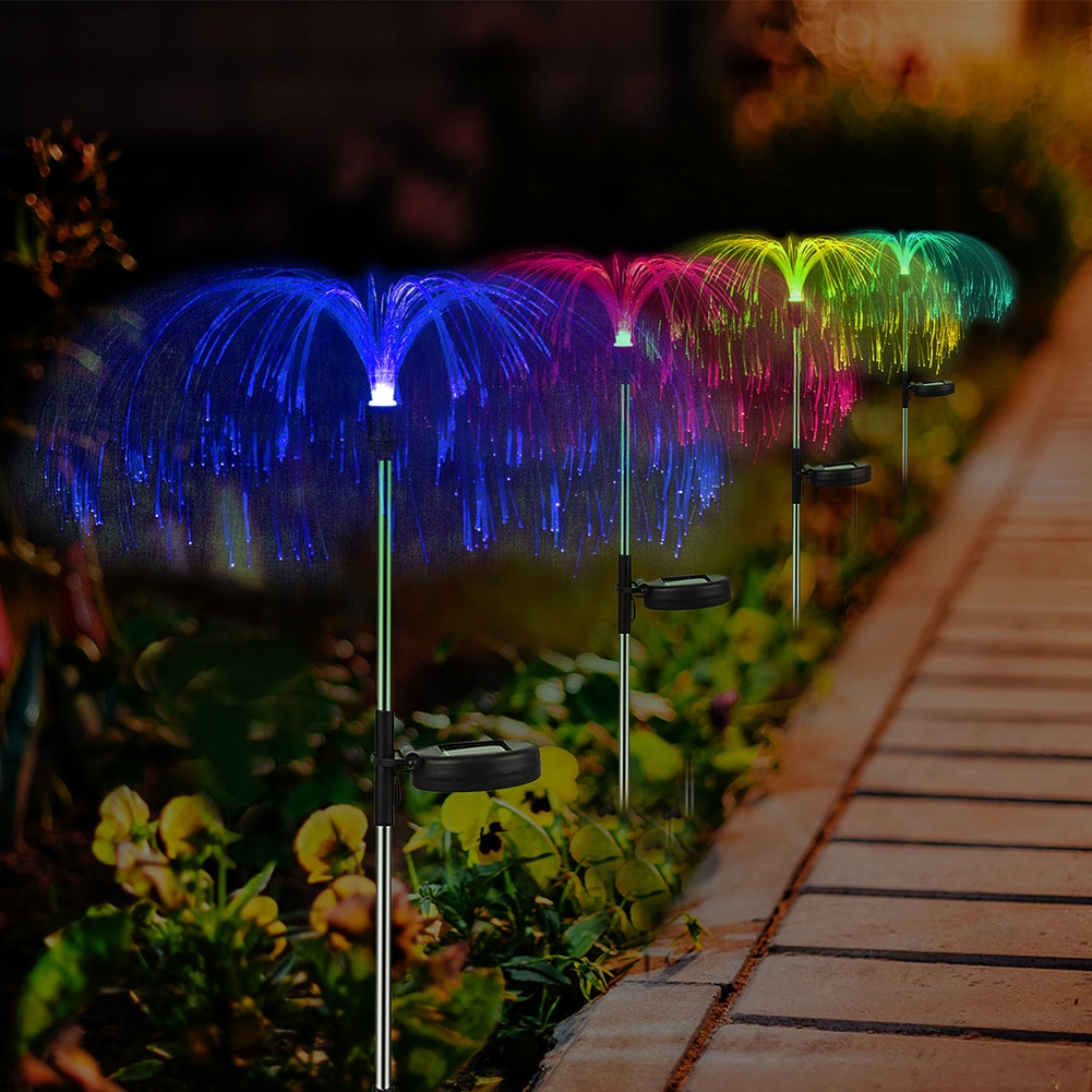 Set 2 x Lampa solara tip meduza, fibra optica LED RGB
