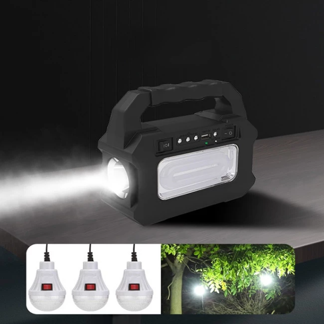 Kit panou solar GD-8080 cu 3 becuri si lanterna inclusa