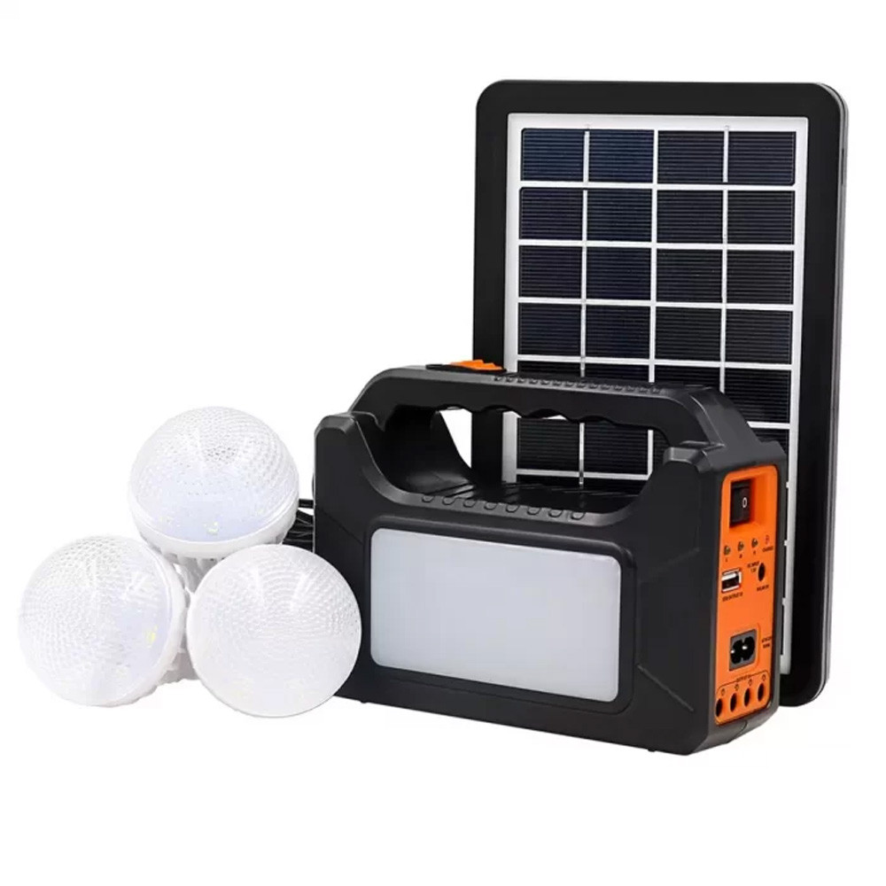 Kit panou solar GD-8080 cu 3 becuri si lanterna inclusa