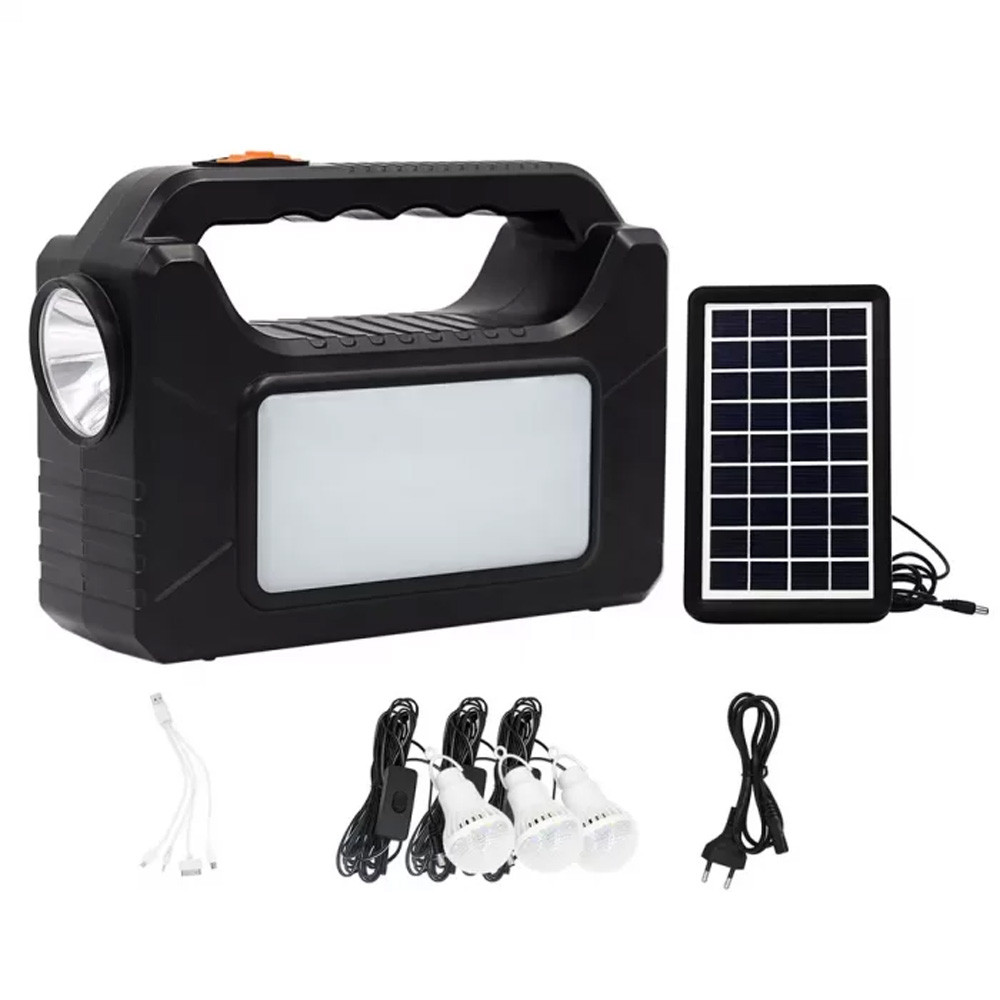 Kit panou solar GD-8080 cu 3 becuri si lanterna inclusa