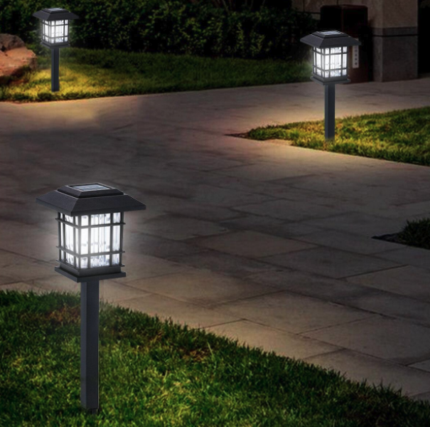 Set 4 x lampa solara felinar LED 40 cm, Alb cald