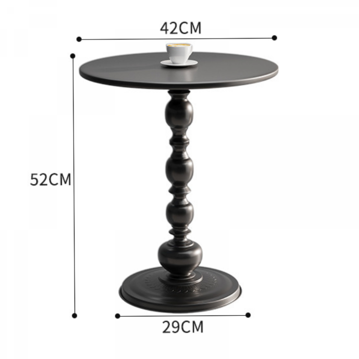 Masuta rotunda pentru cafea, fier, 52 x 38 cm, Negru