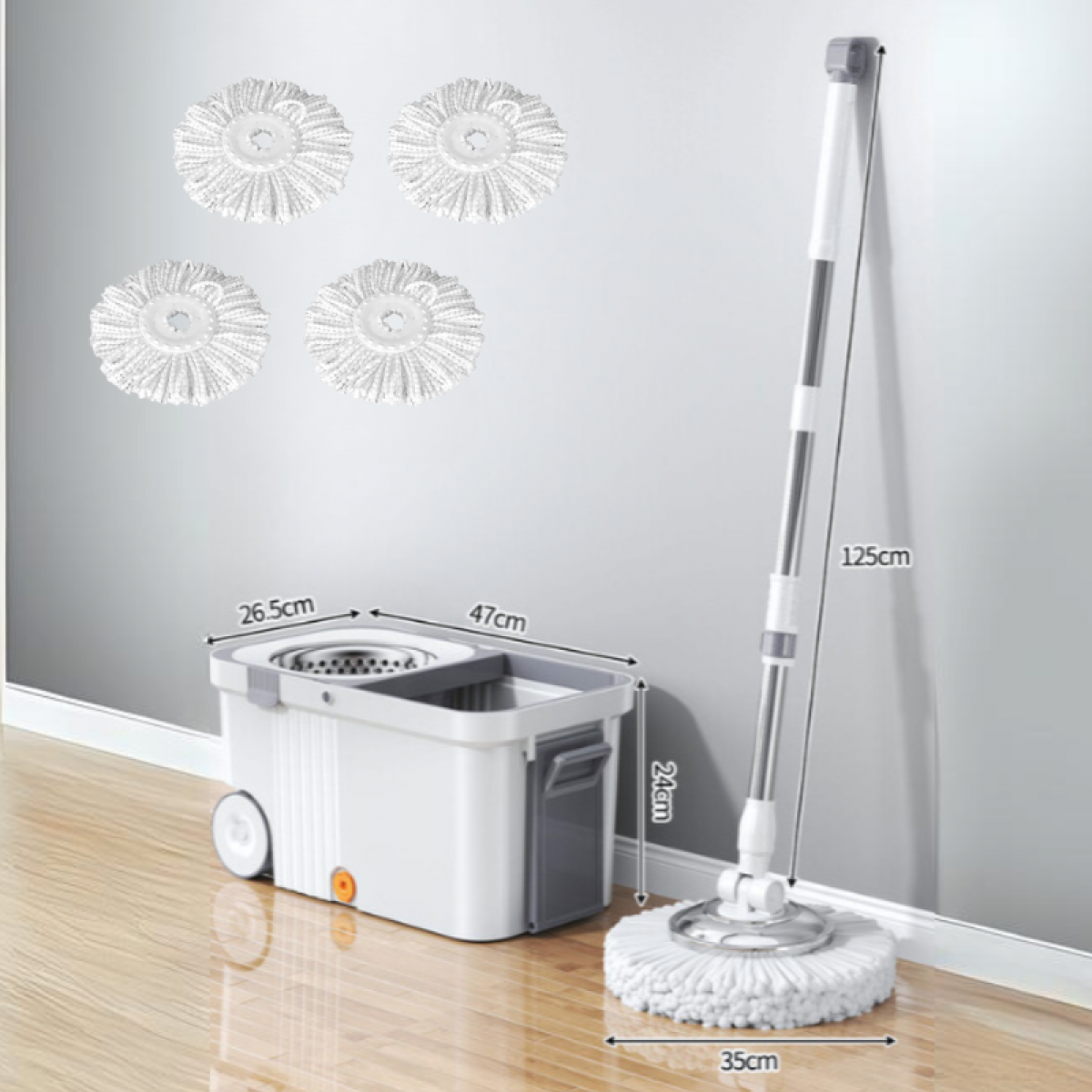 Set mop rotativ cu galeata, 4 rezerve