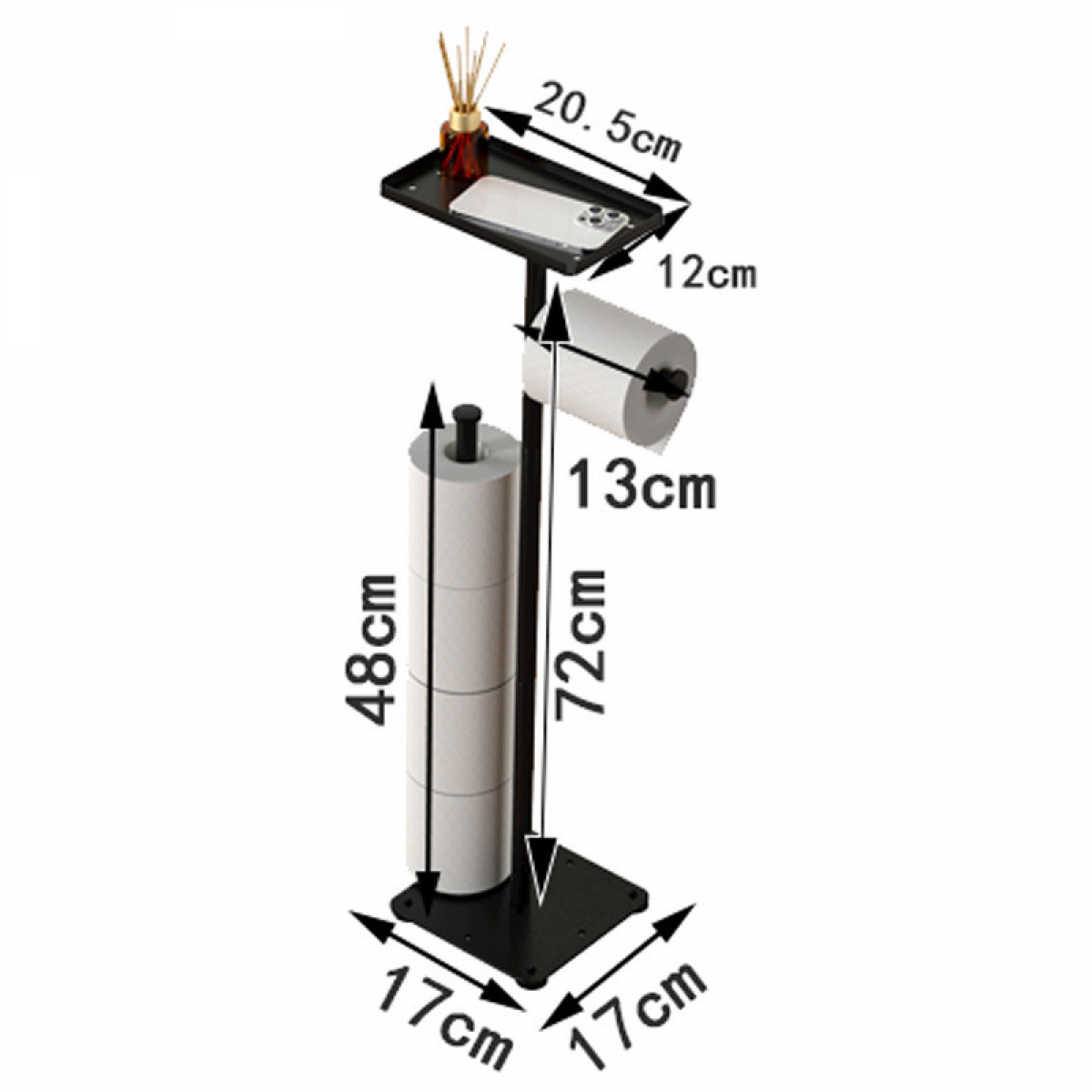 Suport metalic pentru hartia igienica 72 cm, Negru