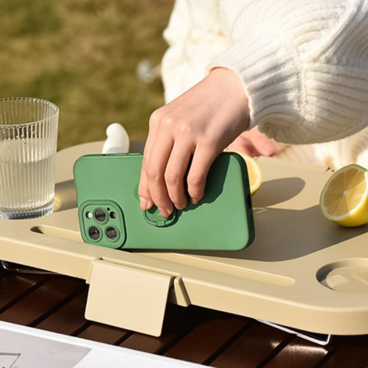 Lighean pliabil cu masuta picnic, 8 Litri