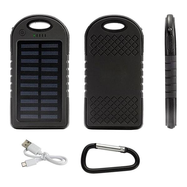 Baterie externa solara 20.000 mAh, USB, Indicator LED, Rezistenta la apa