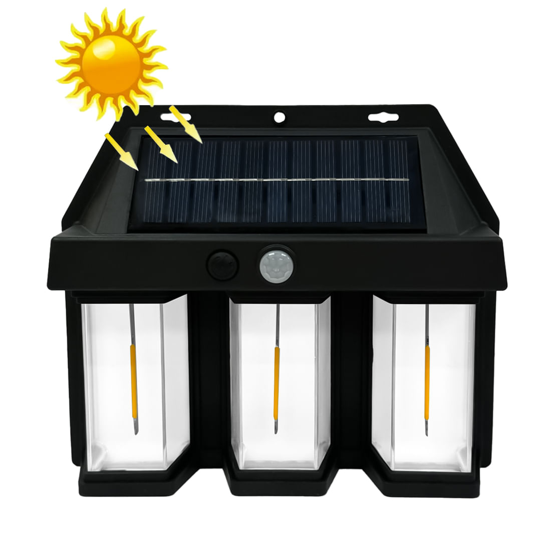 Set 2 x Lampa solara tripla cu senzor de miscare