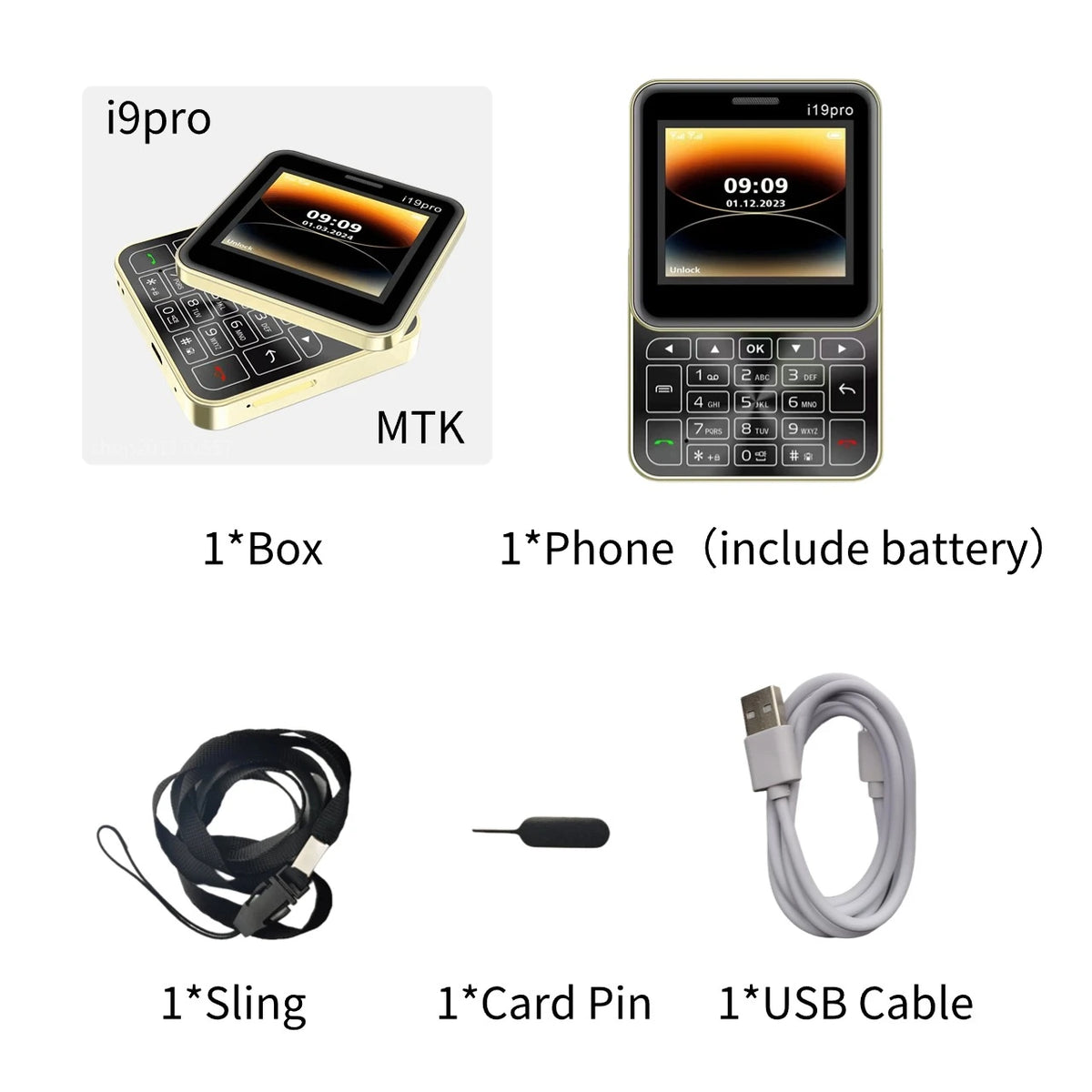 Telefon Mini i19 Pro Slide Button, Dual SIM, Bluetooth, Camera