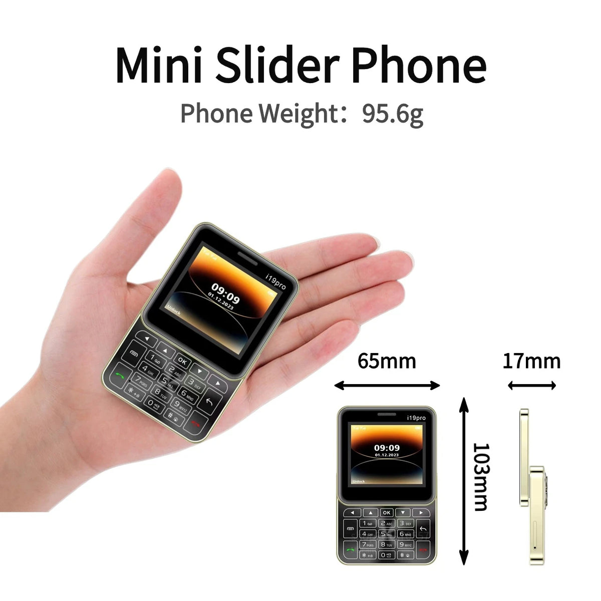 Telefon Mini i19 Pro Slide Button, Dual SIM, Bluetooth, Camera