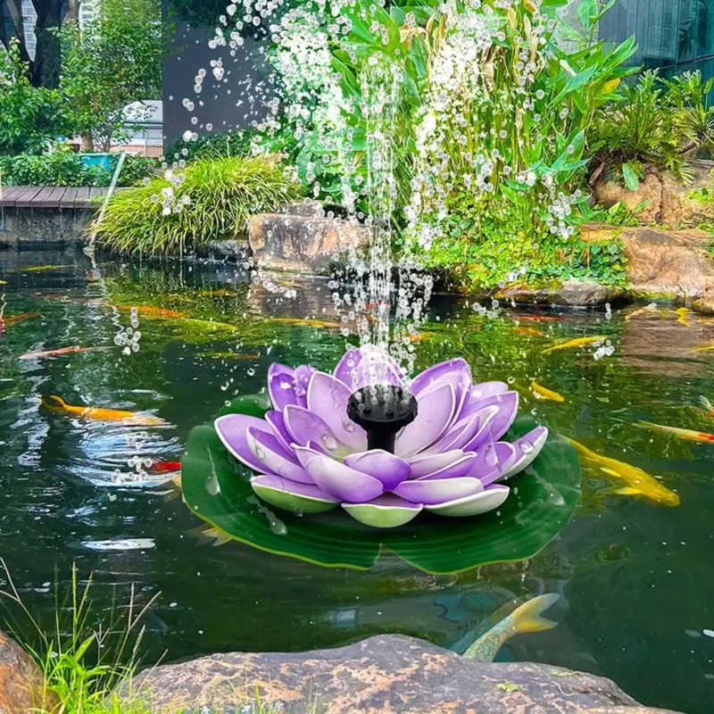 Fantana solara arteziana, floare de lotus, decoratiune Plutitoare