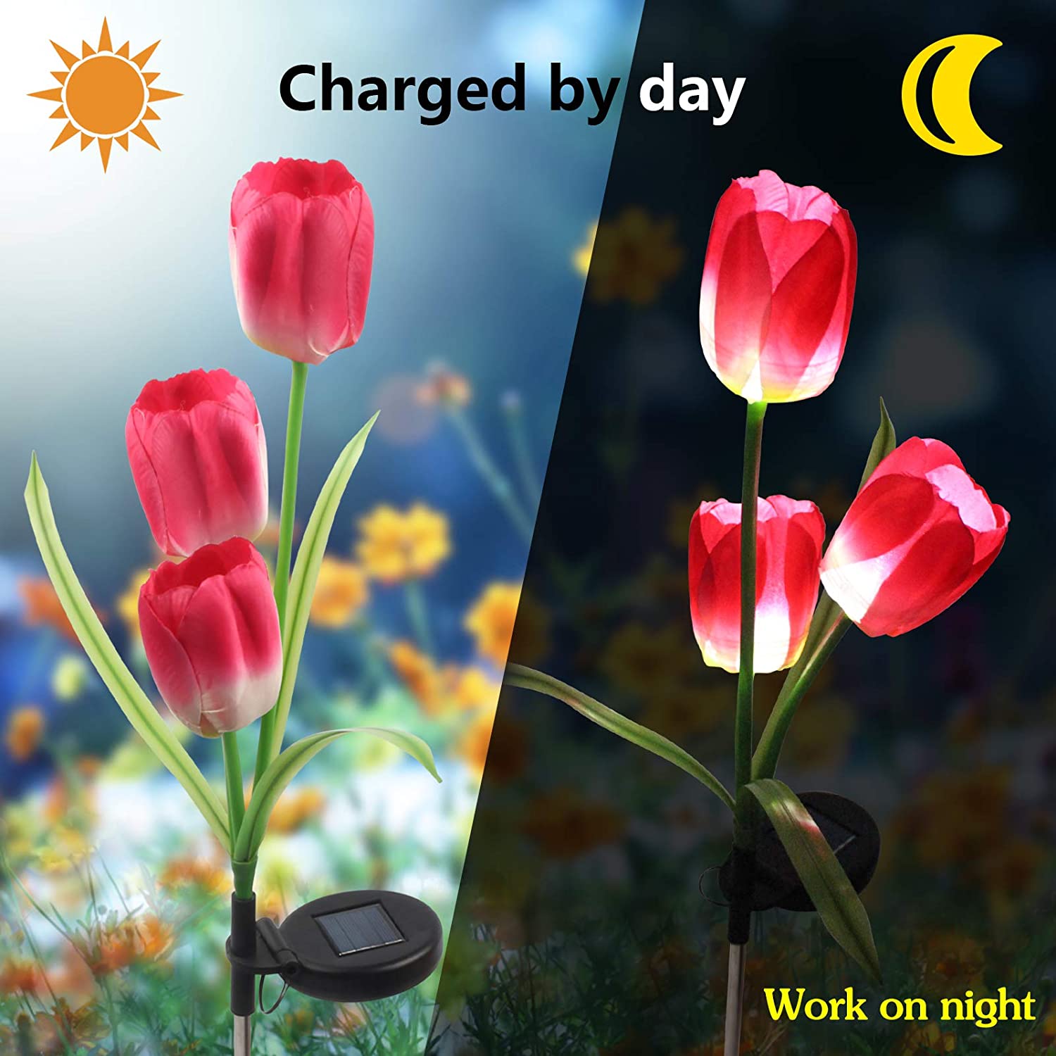 Set 2 x lampa solara Lalele decorative, 70 cm, IP 66