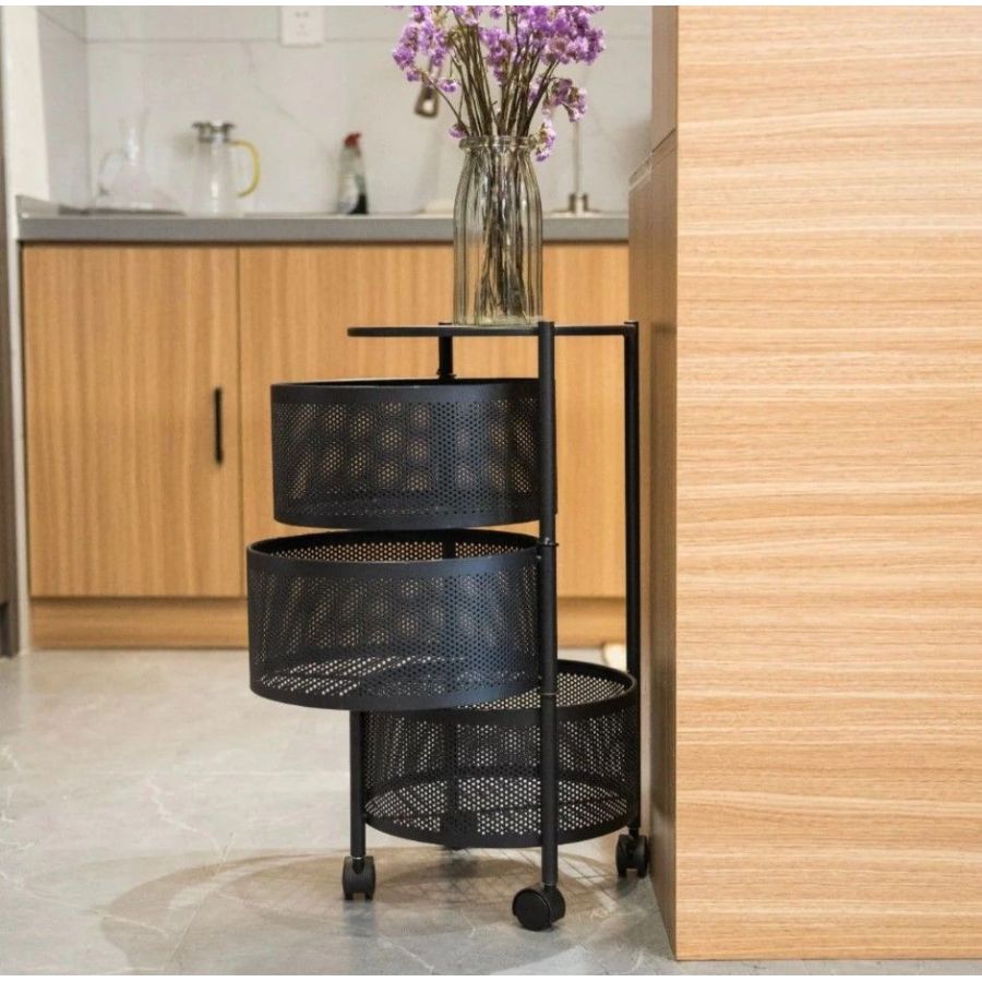 Etajera metalica rotunda cu 3 niveluri, Organizator Bucatarie