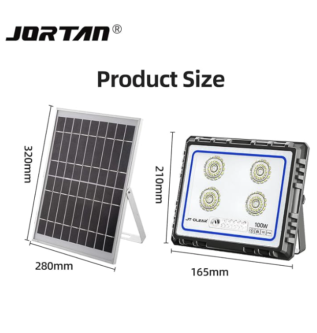 Proiector cu panou solar, Jortan 100W - 600W