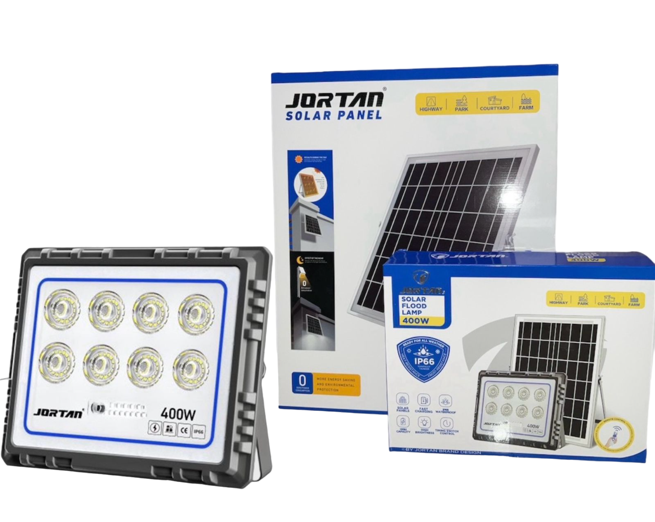Proiector cu panou solar, Jortan 100W - 600W
