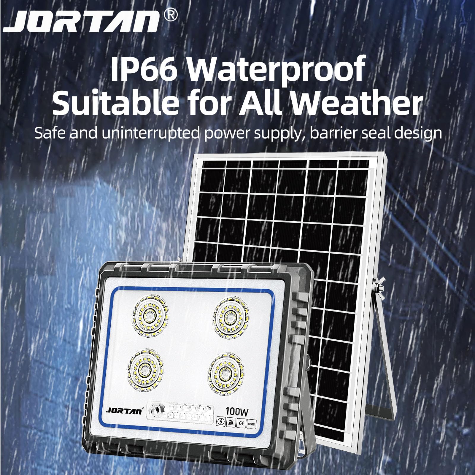 Proiector cu panou solar, Jortan 100W - 600W