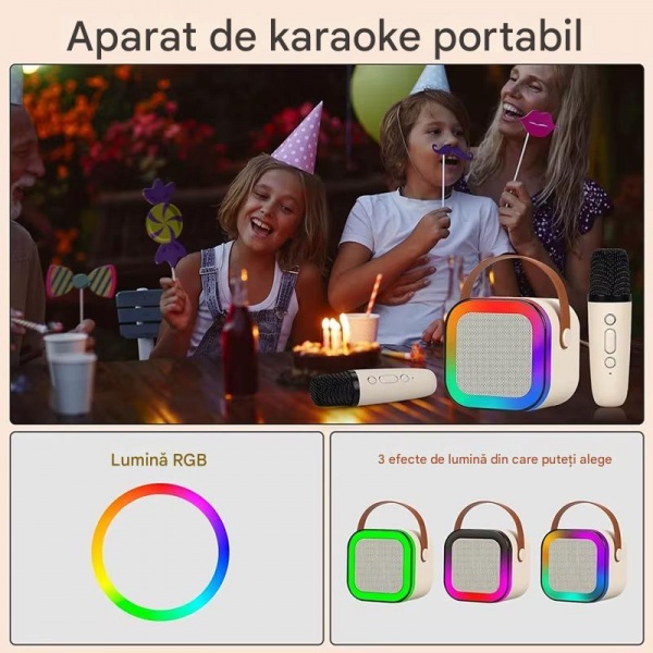 Set Karaoke cu 2 Microfoane, Boxa Portabila Bluetooth