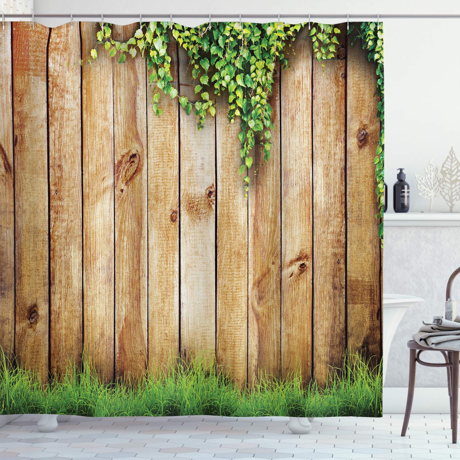 Set baie 2 piese: perdea si covoras, Grass