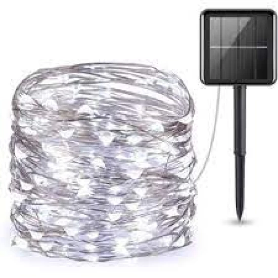 Instalatie solara 300 LED, 30 metri, telecomanda, Alb cald