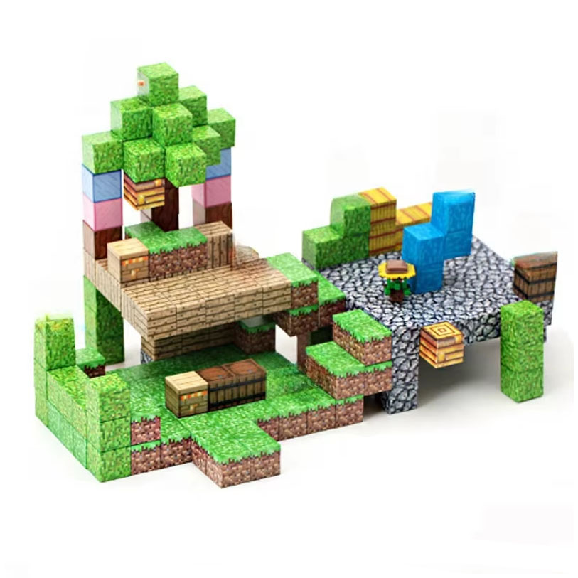 Set 75 cuburi magnetice Mine Craft