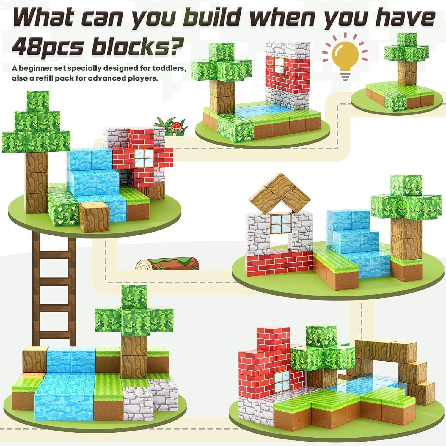 Set 75 cuburi magnetice Mine Craft