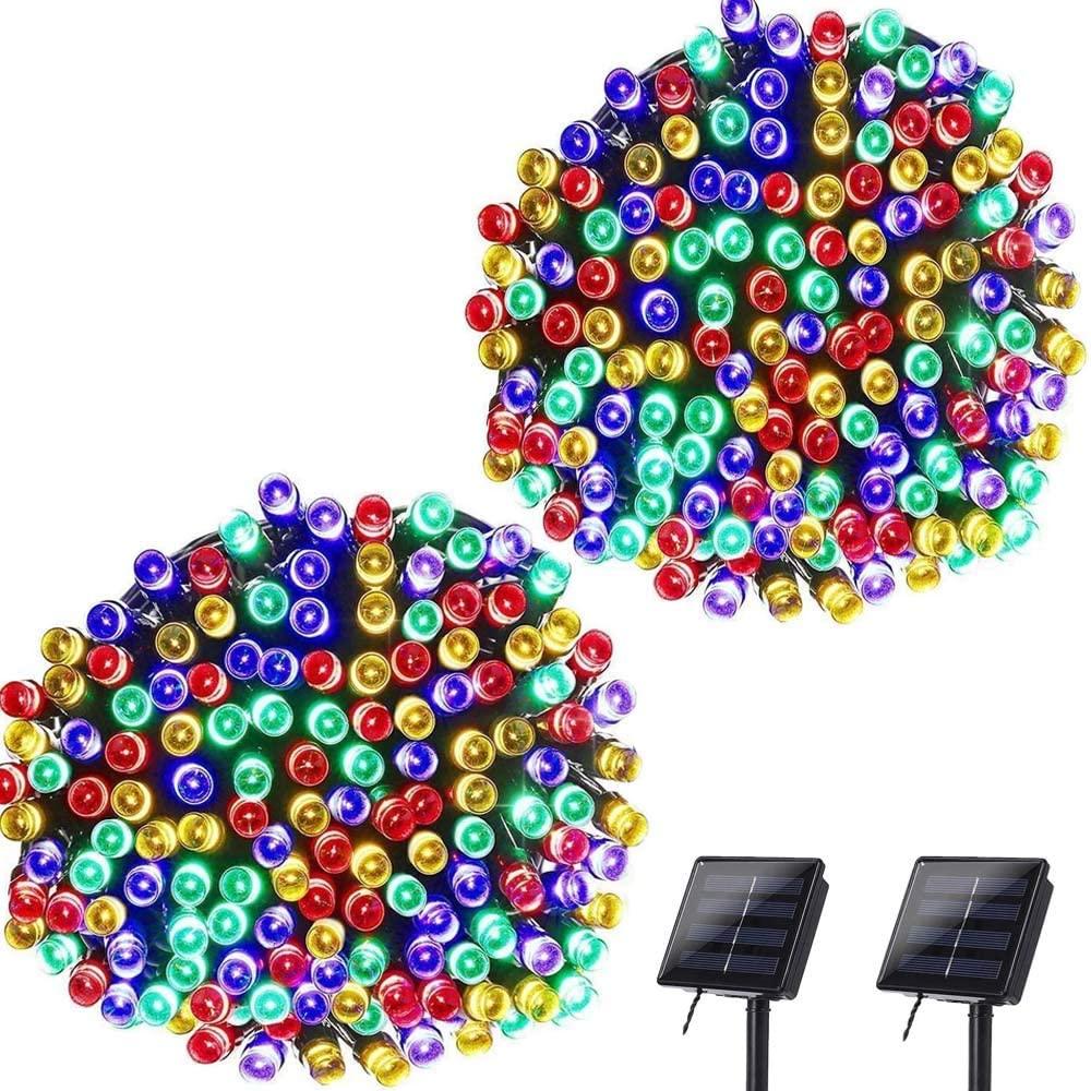 Set 2 x Instalatie solara 100 LED, exterior, Multicolor