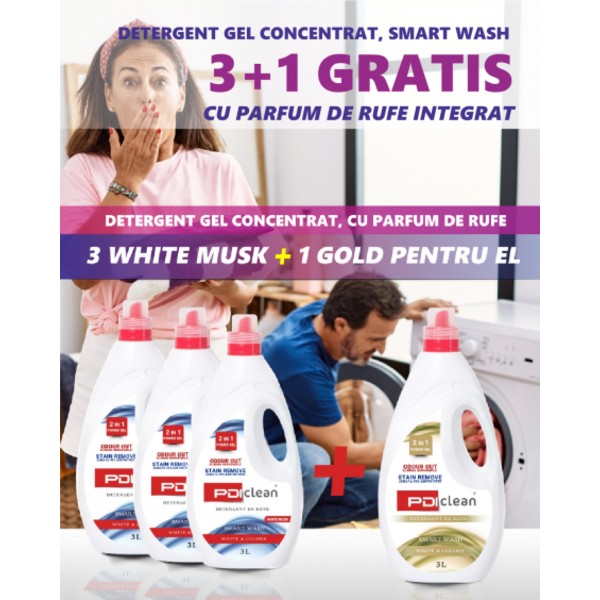 3+1 GRATIS: Detergent gel, 3 Litri