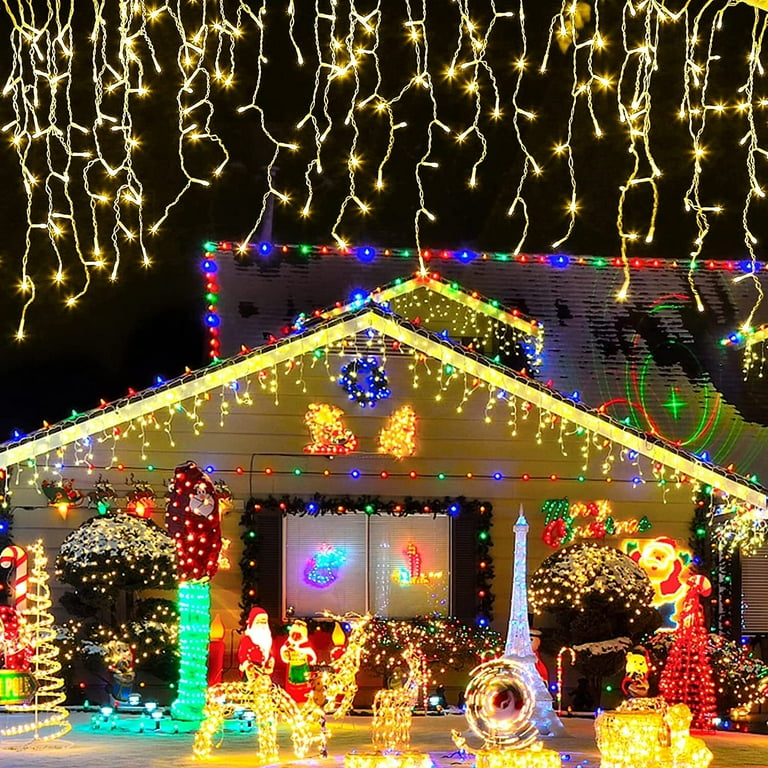 Instalatie LED cu franjuri lungi 1 M, Lungime 25 M, 500 LED, Alb Cald