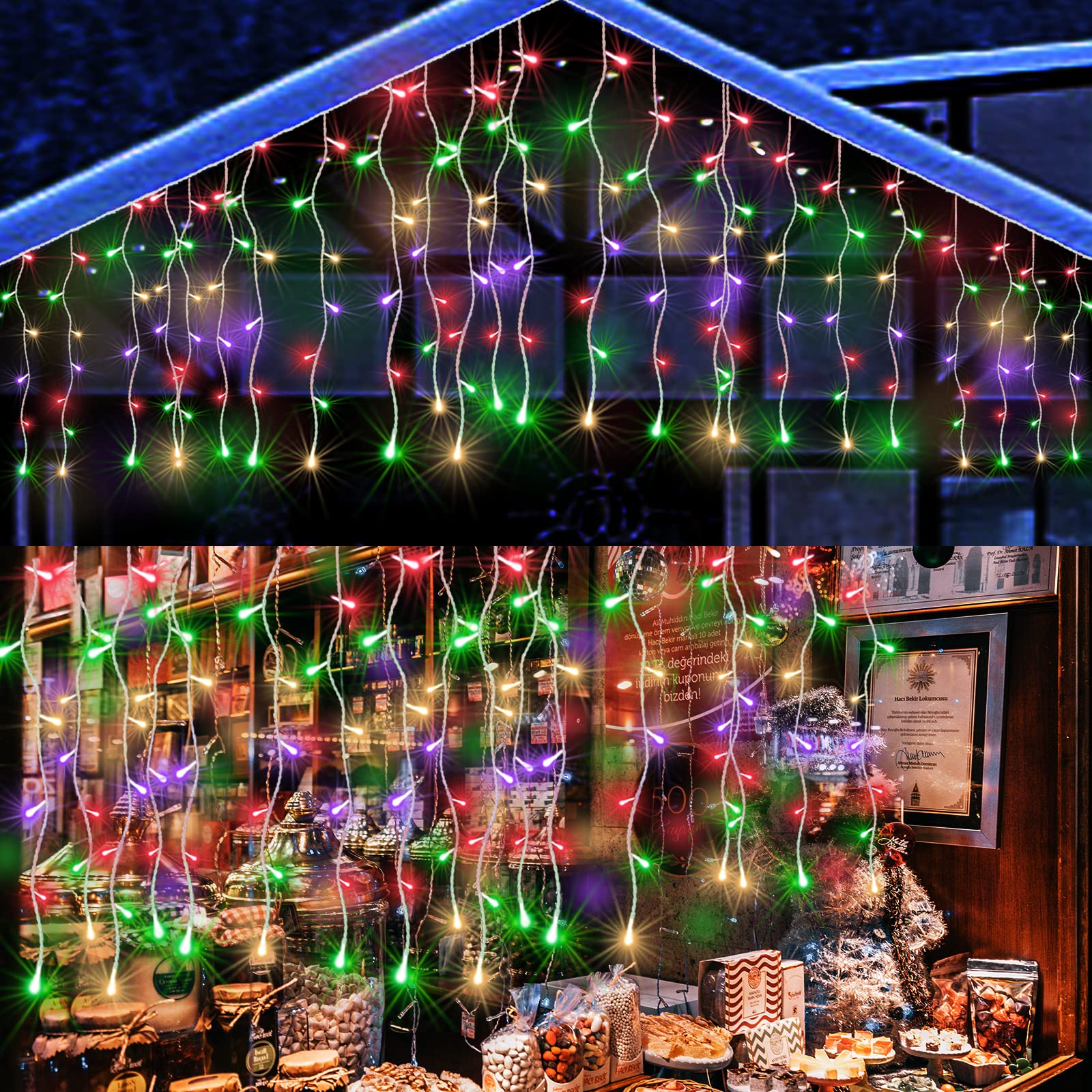 Instalatie LED cu franjuri lungi 1 M, Lungime 25 M, 500 LED, Multicolor