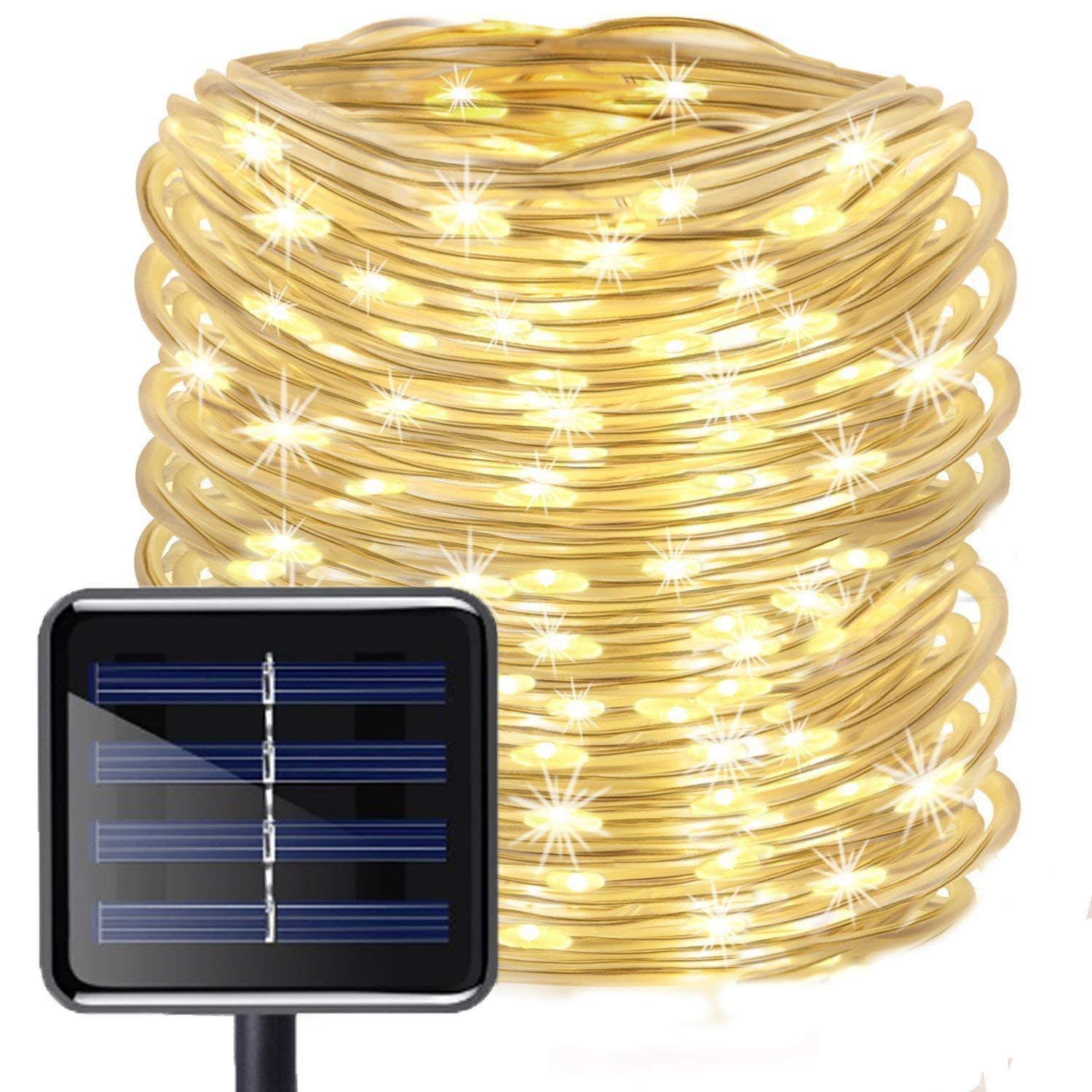 Furtun luminos LED cu incarcare solara, 10 M, Alb cald