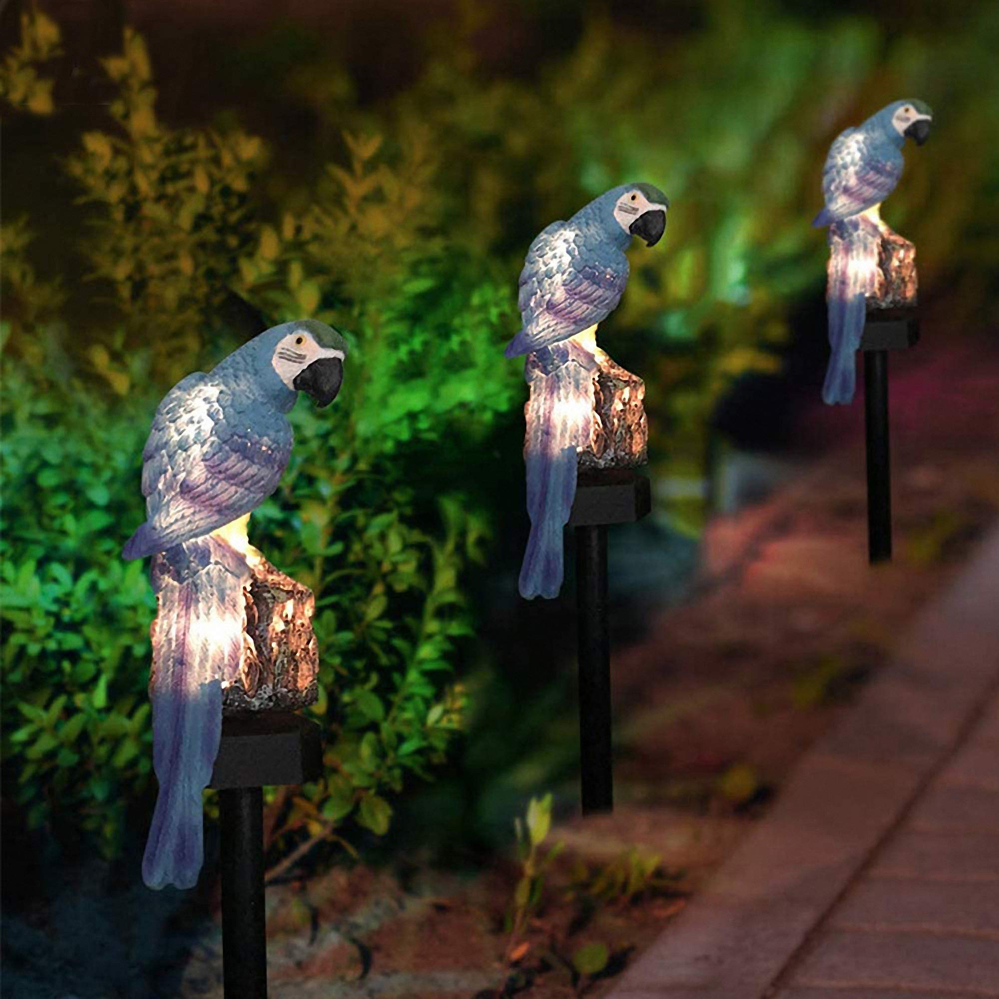 Set 2 x Lampa solara de gradina, papagal albastru