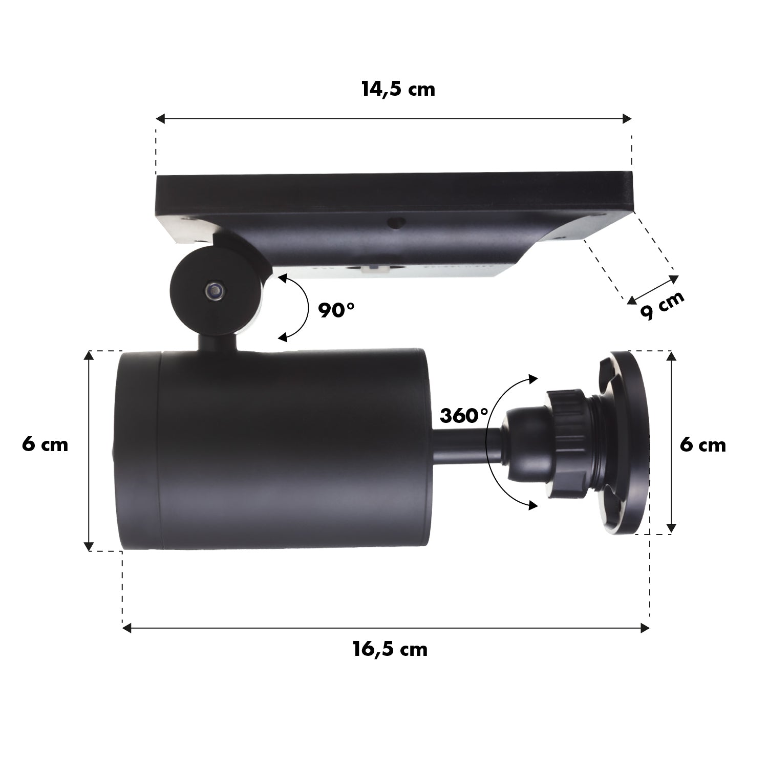 Camera falsa solara LED, IP 44, senzor de miscare, Negru