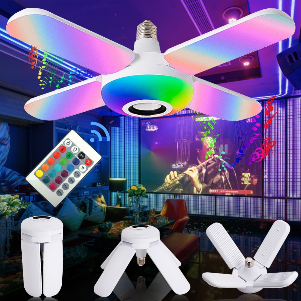 Lampa Bluetooh LED RGB cu 4 brate mobile, boxa si telecomanda