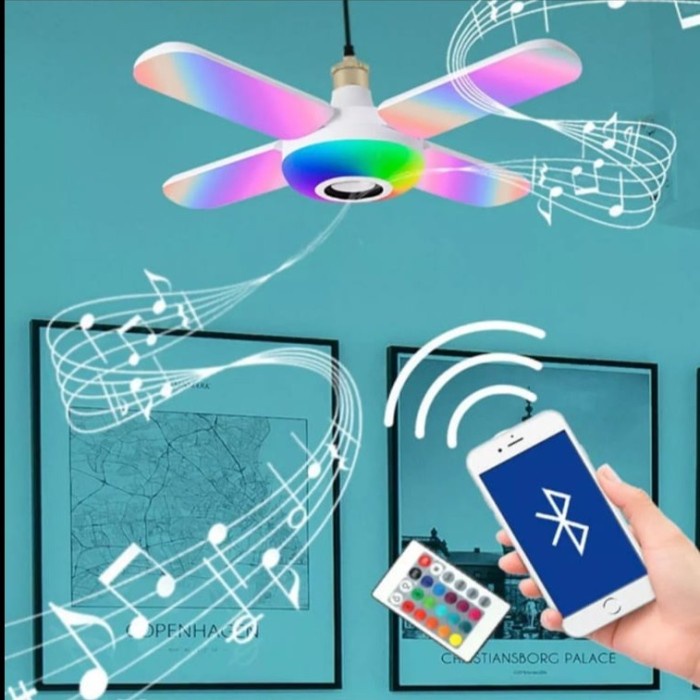 Lampa Bluetooh LED RGB cu 4 brate mobile, boxa si telecomanda