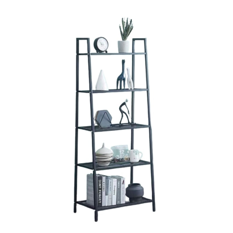 Raft metalic decorativ cu 5 polite, 113 cm, Negru