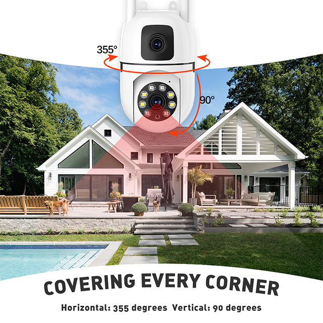 Camera video dubla, V380 Pro, 4 MP, Detectare Miscare
