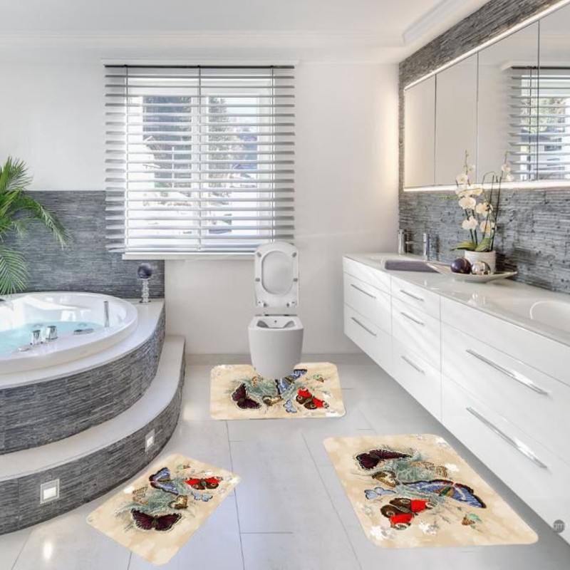 Set 3 covorase antiderapante de baie, Butterfly