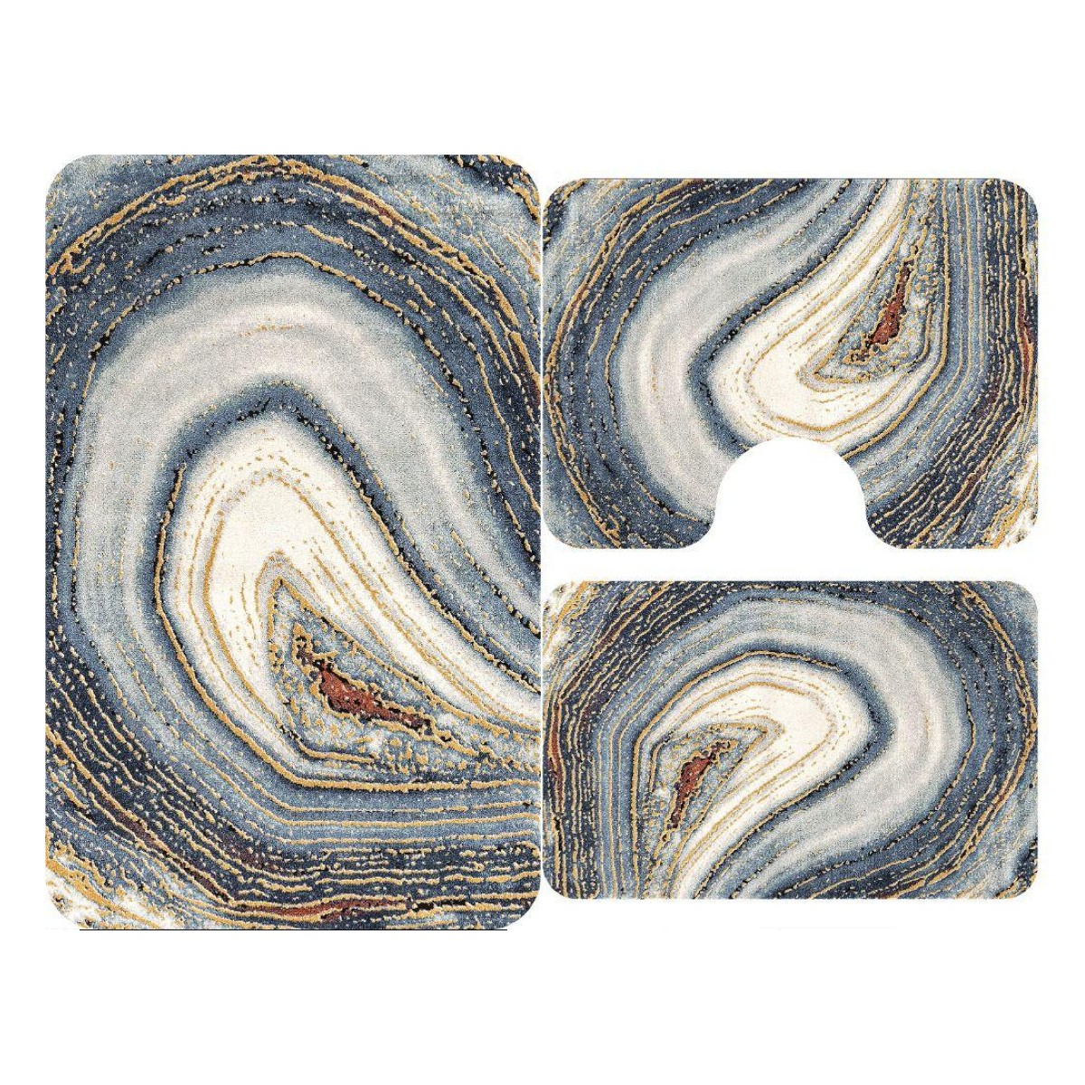 Set 3 covorase antiderapante de baie, Geode