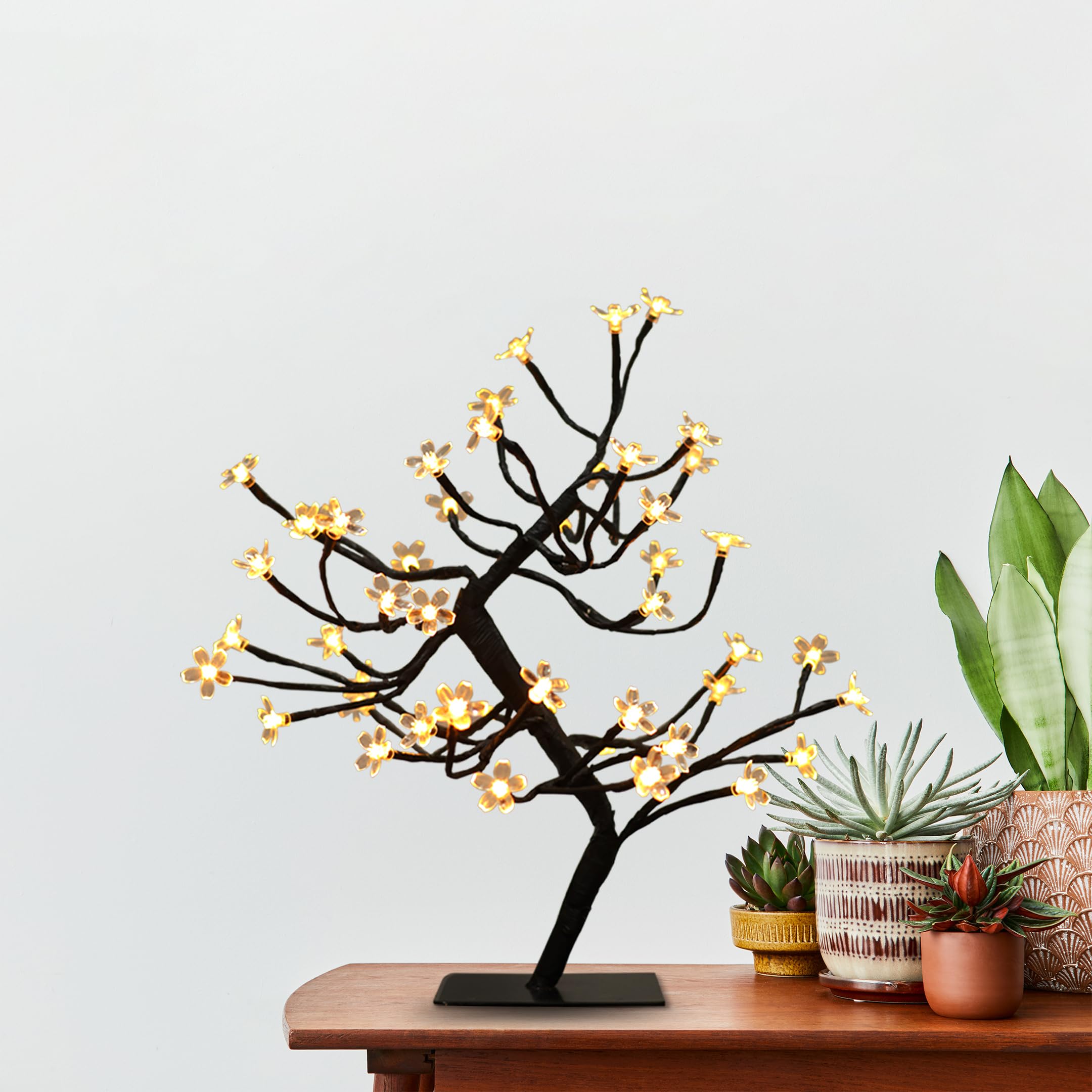 Copac decorativ cu flori de cires, 24 LED