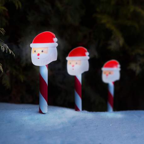 Set 3 x Felinar Solar Stick, Mos Craciun 36 cm