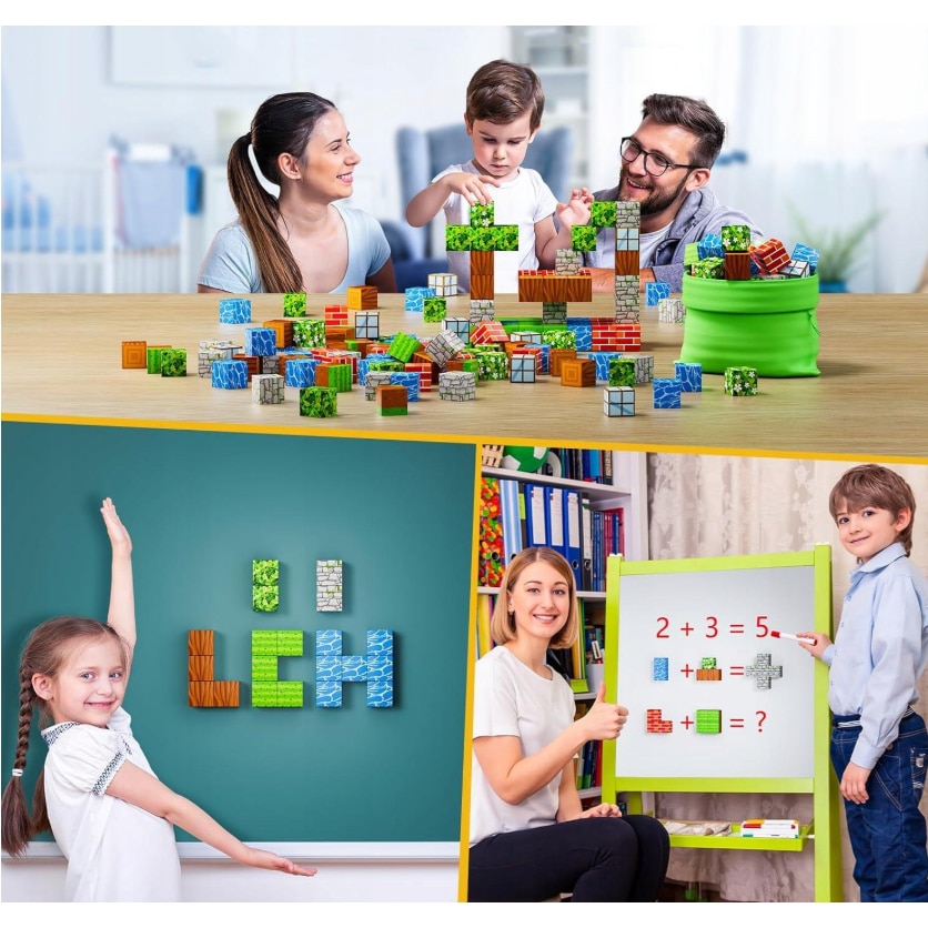 Set 75 cuburi magnetice Mine Craft