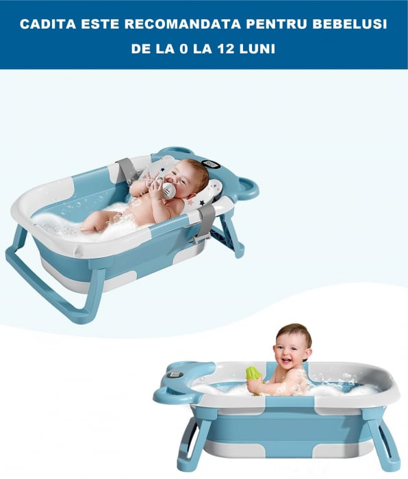 Cadita pliabila bebelusi, pernuta ergonomica si salteluta, Turcoaz