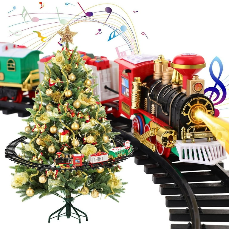 Tren Electric de Craciun cu Lumini si Sunete – Locomotiva Festiva Mos Craciun