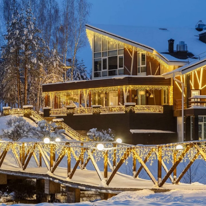 Instalatie franjuri, 500 LED, 20 metri, 8 jocuri de lumini, Alb cald