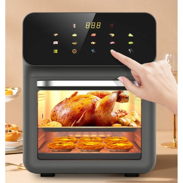 Friteuza electrica cu aer cald, Putere 1350 W, Capacitate 10 Litri