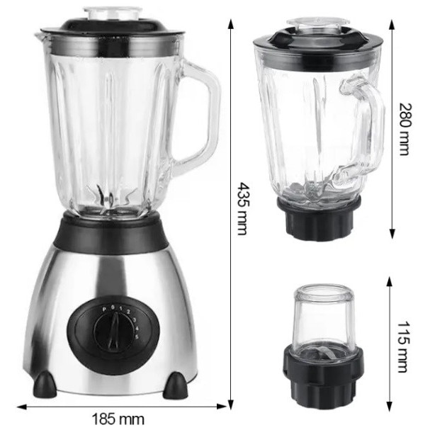 Blender din Inox, 2 in1, 5 viteze, 2200 W, rasnita inclusa
